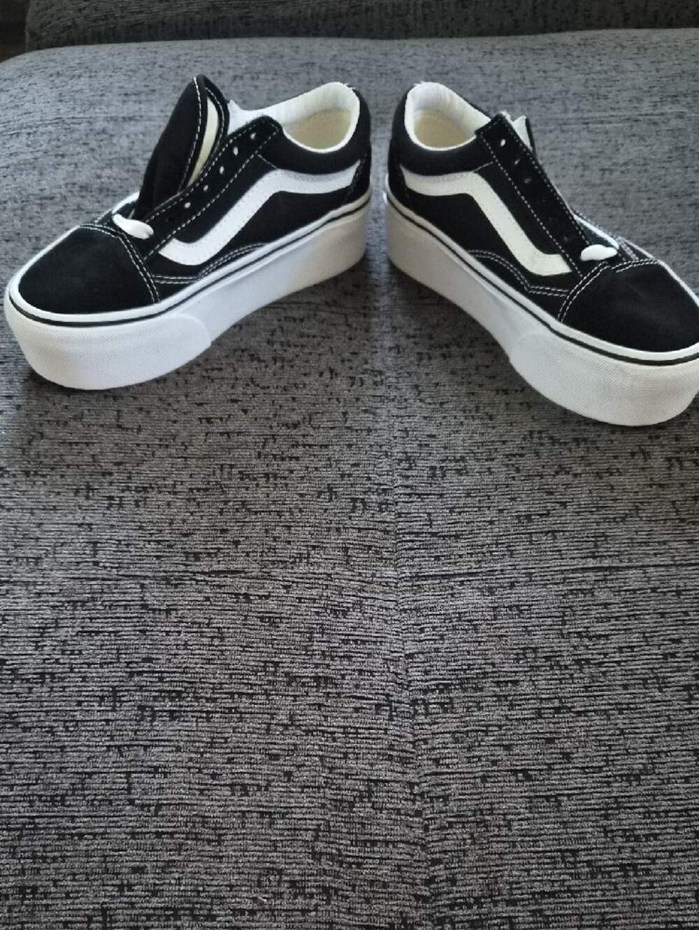 Vans Black and White Platform Old Skool Sneakers - Picture 2 of 4